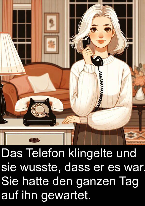 ganzen: Das Telefon klingelte und sie wusste, dass er es war. Sie hatte den ganzen Tag auf ihn gewartet.