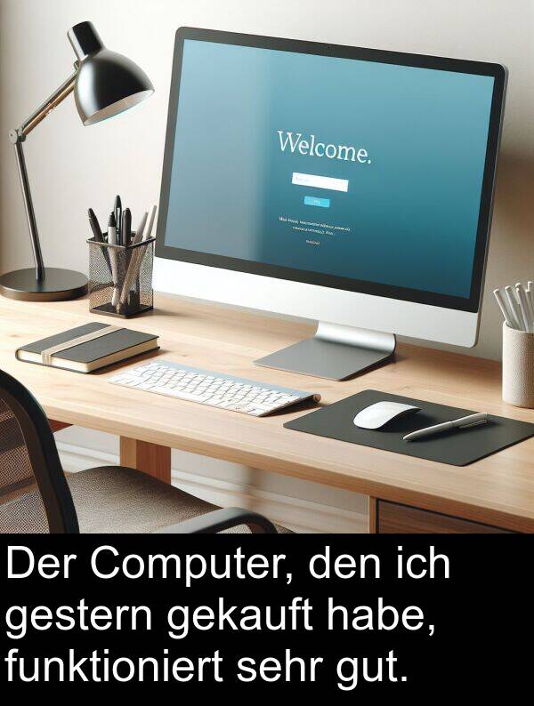 Computer: Der Computer, den ich gestern gekauft habe, funktioniert sehr gut.