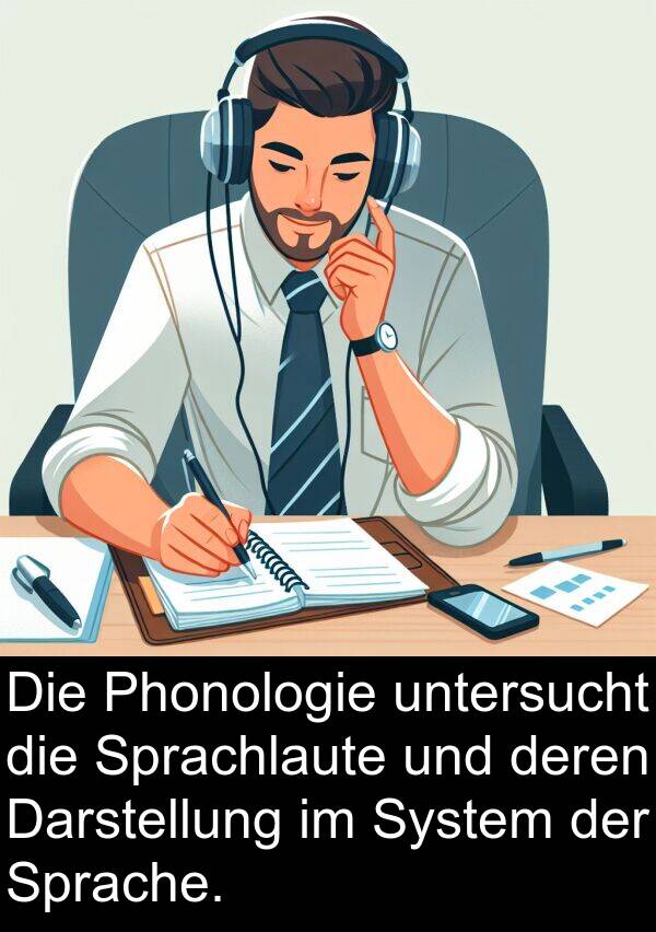 deren: Die Phonologie untersucht die Sprachlaute und deren Darstellung im System der Sprache.