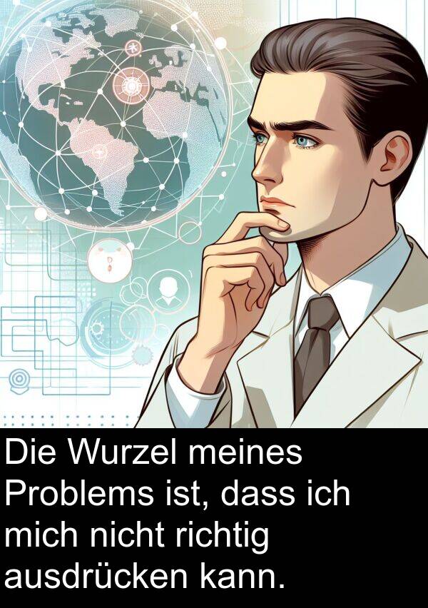 ausdrücken: Die Wurzel meines Problems ist, dass ich mich nicht richtig ausdrücken kann.