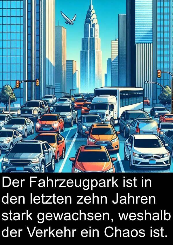 Fahrzeugpark: Der Fahrzeugpark ist in den letzten zehn Jahren stark gewachsen, weshalb der Verkehr ein Chaos ist.