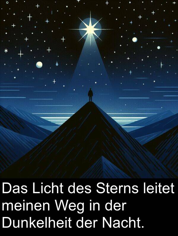 Nacht: Das Licht des Sterns leitet meinen Weg in der Dunkelheit der Nacht.