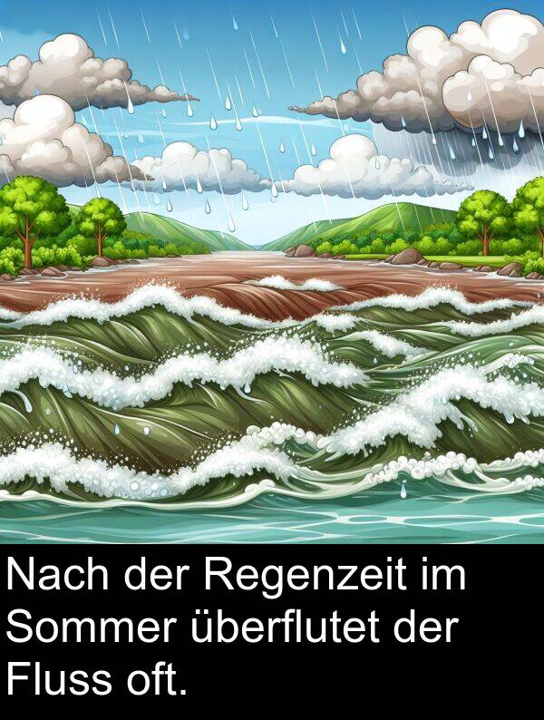 Fluss: Nach der Regenzeit im Sommer überflutet der Fluss oft.