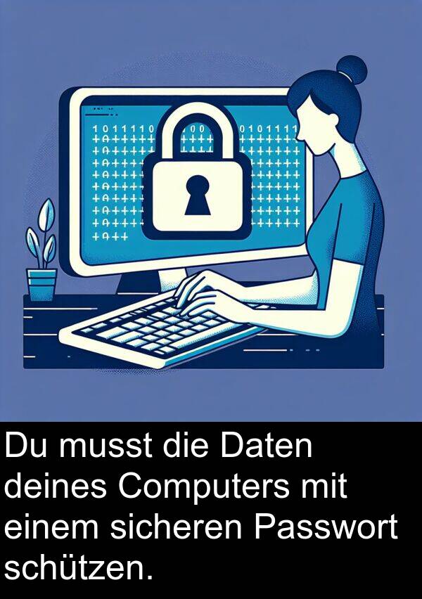 deines: Du musst die Daten deines Computers mit einem sicheren Passwort schützen.