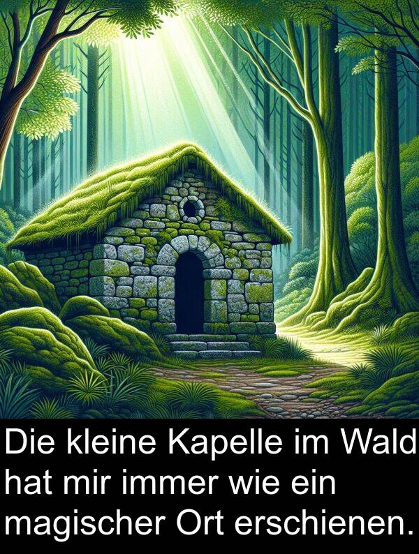 Kapelle: Die kleine Kapelle im Wald hat mir immer wie ein magischer Ort erschienen.