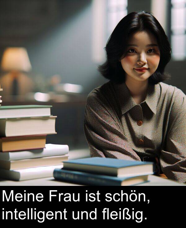 Frau: Meine Frau ist schön, intelligent und fleißig.