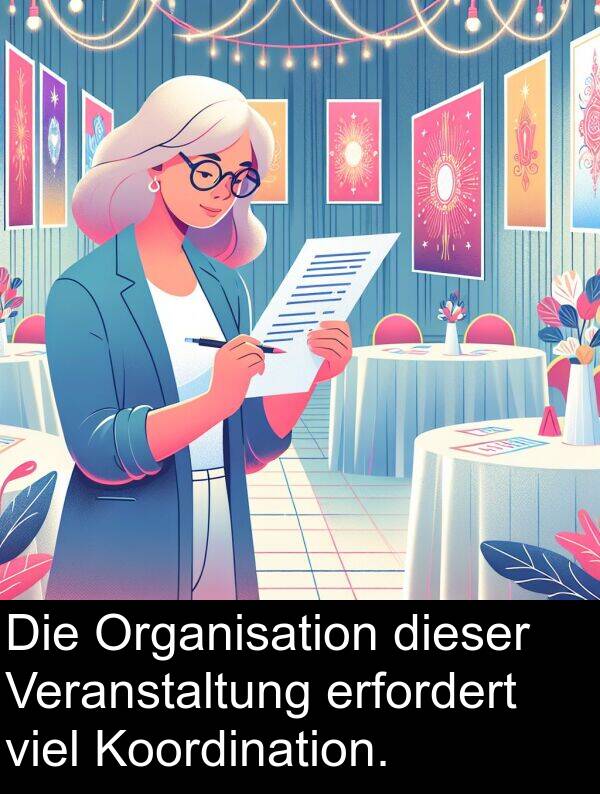 Veranstaltung: Die Organisation dieser Veranstaltung erfordert viel Koordination.