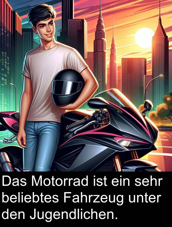 Jugendlichen: Das Motorrad ist ein sehr beliebtes Fahrzeug unter den Jugendlichen.