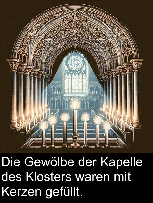 Kapelle: Die Gewölbe der Kapelle des Klosters waren mit Kerzen gefüllt.