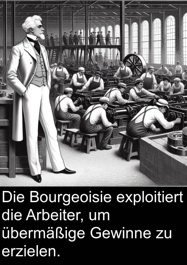 übermäßige: Die Bourgeoisie exploitiert die Arbeiter, um übermäßige Gewinne zu erzielen.