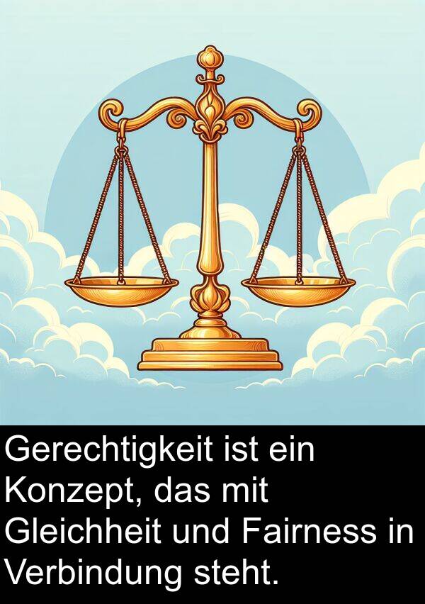 Verbindung: Gerechtigkeit ist ein Konzept, das mit Gleichheit und Fairness in Verbindung steht.