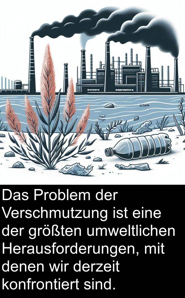 derzeit: Das Problem der Verschmutzung ist eine der größten umweltlichen Herausforderungen, mit denen wir derzeit konfrontiert sind.