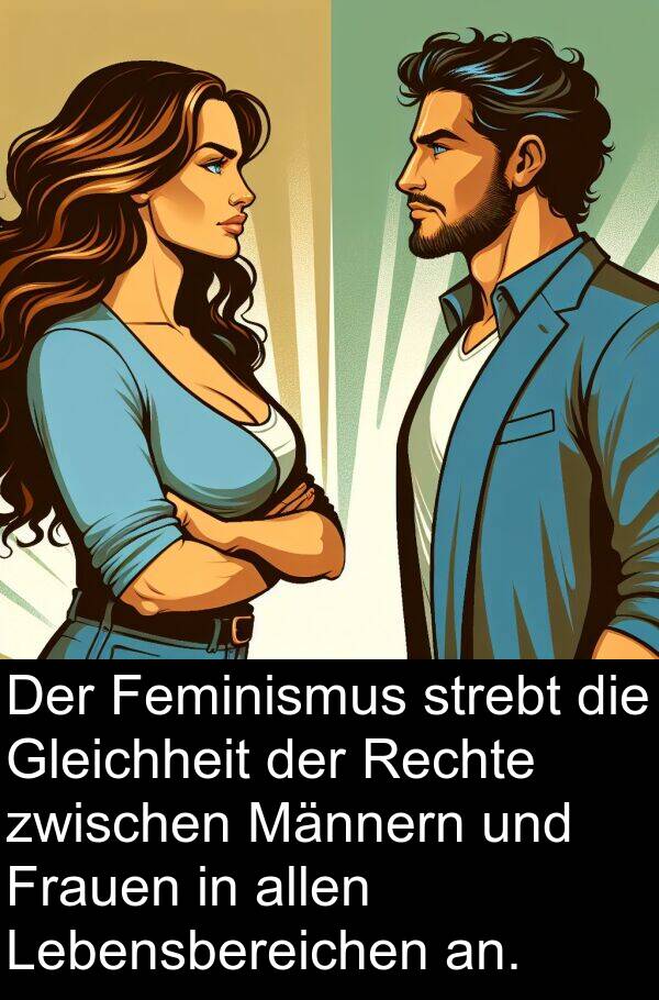 Frauen: Der Feminismus strebt die Gleichheit der Rechte zwischen Männern und Frauen in allen Lebensbereichen an.