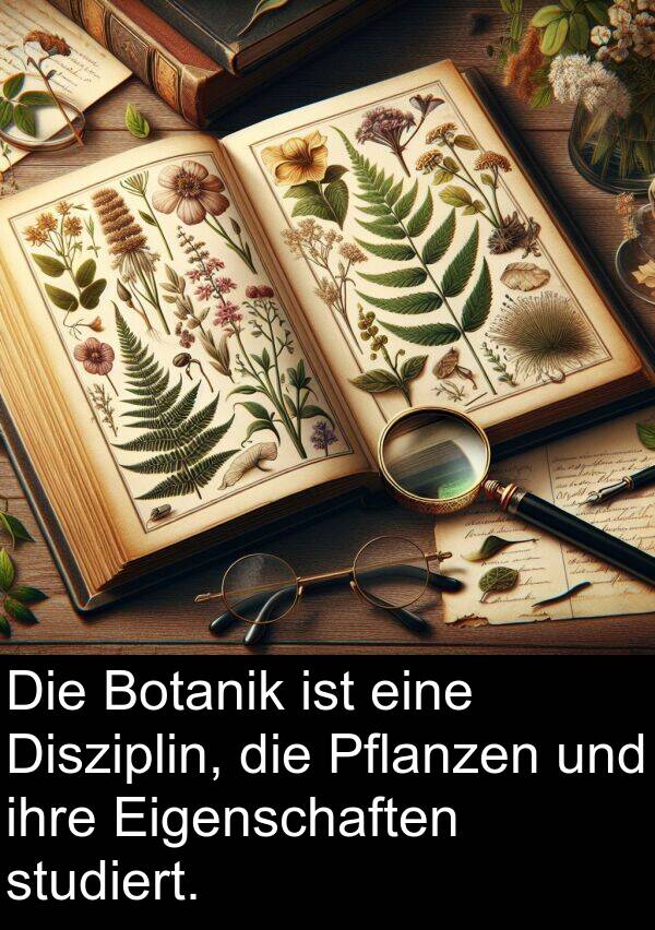 Eigenschaften: Die Botanik ist eine Disziplin, die Pflanzen und ihre Eigenschaften studiert.