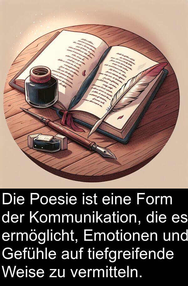 Form: Die Poesie ist eine Form der Kommunikation, die es ermöglicht, Emotionen und Gefühle auf tiefgreifende Weise zu vermitteln.