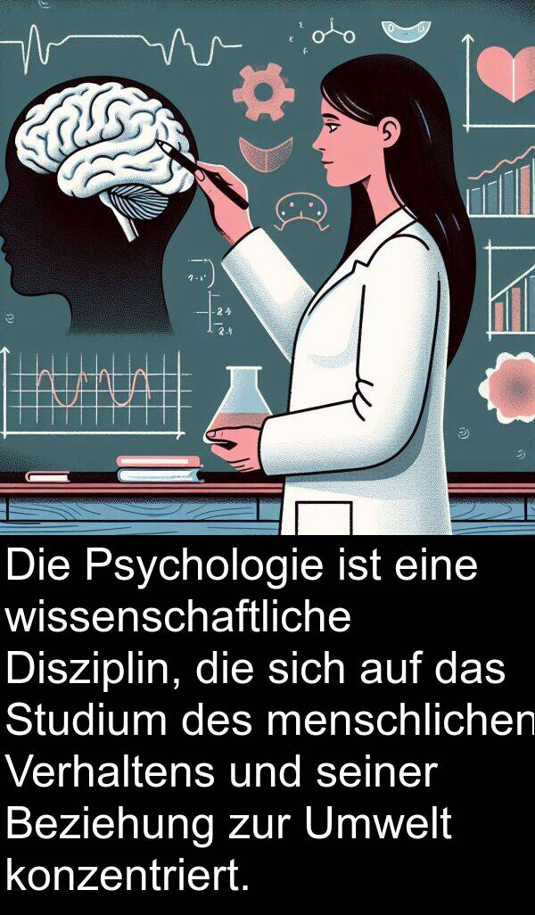 Disziplin: Die Psychologie ist eine wissenschaftliche Disziplin, die sich auf das Studium des menschlichen Verhaltens und seiner Beziehung zur Umwelt konzentriert.