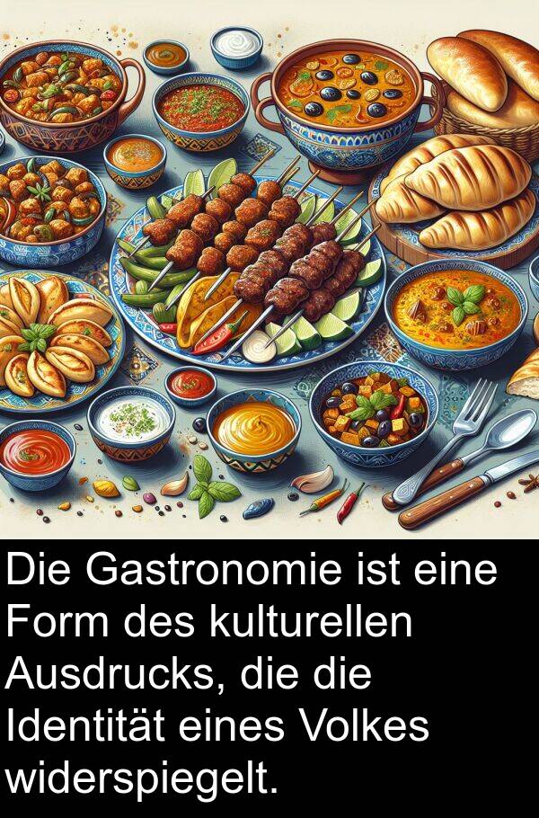 Form: Die Gastronomie ist eine Form des kulturellen Ausdrucks, die die Identität eines Volkes widerspiegelt.