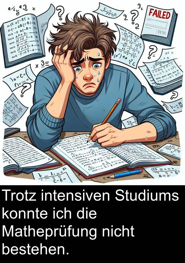 intensiven: Trotz intensiven Studiums konnte ich die Matheprüfung nicht bestehen.