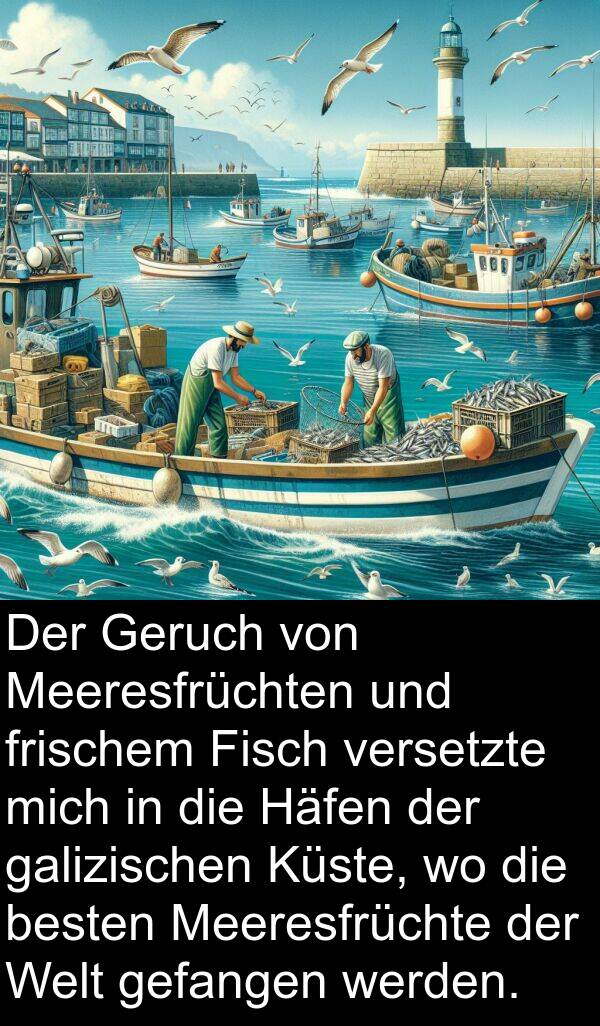 Häfen: Der Geruch von Meeresfrüchten und frischem Fisch versetzte mich in die Häfen der galizischen Küste, wo die besten Meeresfrüchte der Welt gefangen werden.