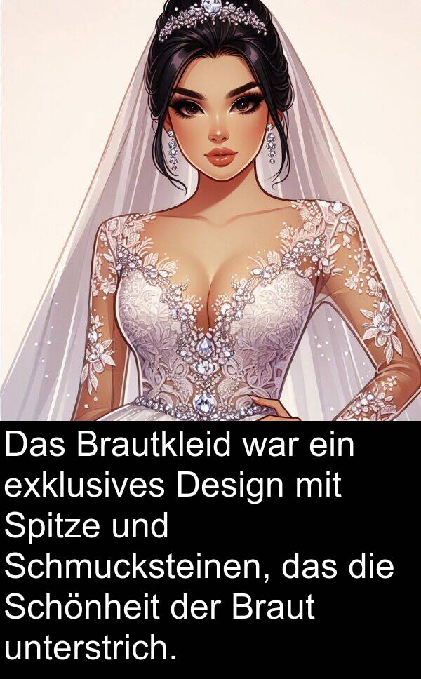 exklusives: Das Brautkleid war ein exklusives Design mit Spitze und Schmucksteinen, das die Schönheit der Braut unterstrich.