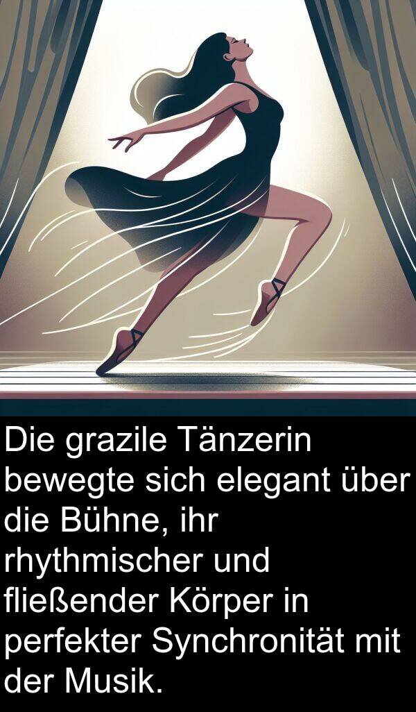 Tänzerin: Die grazile Tänzerin bewegte sich elegant über die Bühne, ihr rhythmischer und fließender Körper in perfekter Synchronität mit der Musik.