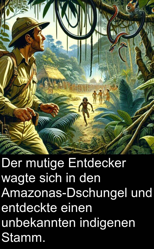 indigenen: Der mutige Entdecker wagte sich in den Amazonas-Dschungel und entdeckte einen unbekannten indigenen Stamm.