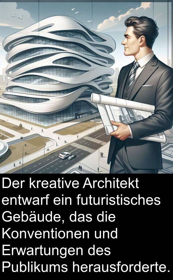 Gebäude: Der kreative Architekt entwarf ein futuristisches Gebäude, das die Konventionen und Erwartungen des Publikums herausforderte.