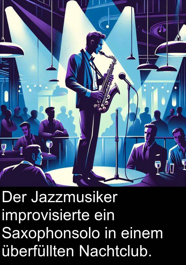 Nachtclub: Der Jazzmusiker improvisierte ein Saxophonsolo in einem überfüllten Nachtclub.