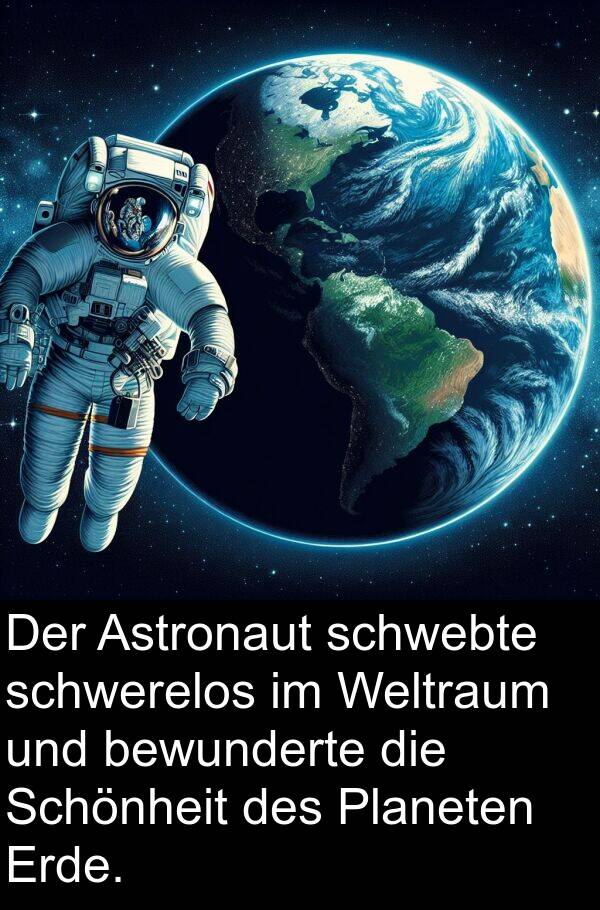 Erde: Der Astronaut schwebte schwerelos im Weltraum und bewunderte die Schönheit des Planeten Erde.