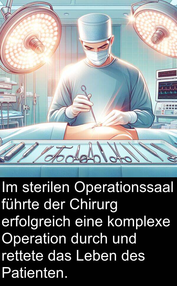 Operation: Im sterilen Operationssaal führte der Chirurg erfolgreich eine komplexe Operation durch und rettete das Leben des Patienten.