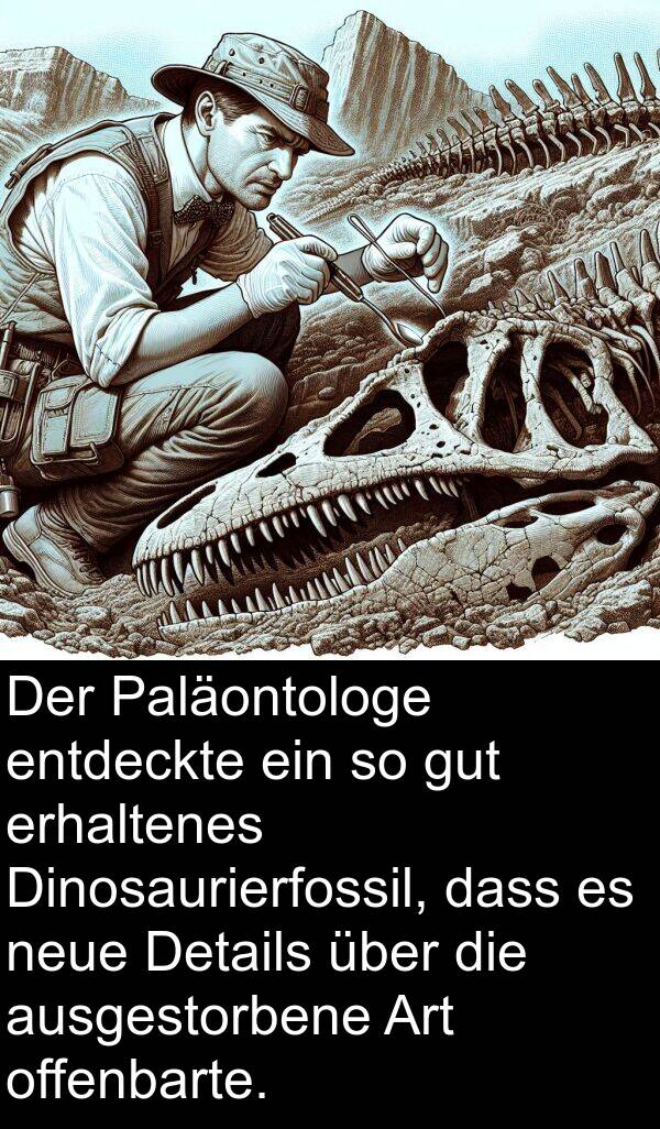 ausgestorbene: Der Paläontologe entdeckte ein so gut erhaltenes Dinosaurierfossil, dass es neue Details über die ausgestorbene Art offenbarte.