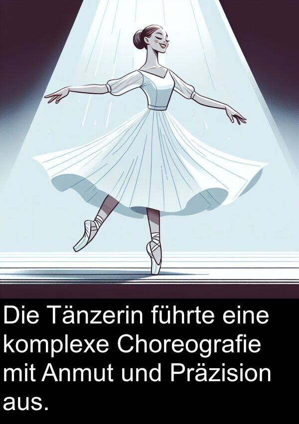 Choreografie: Die Tänzerin führte eine komplexe Choreografie mit Anmut und Präzision aus.