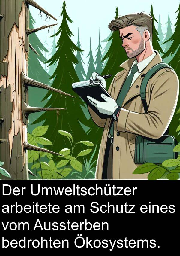 eines: Der Umweltschützer arbeitete am Schutz eines vom Aussterben bedrohten Ökosystems.