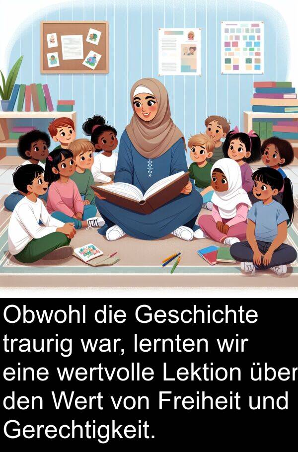 Gerechtigkeit: Obwohl die Geschichte traurig war, lernten wir eine wertvolle Lektion über den Wert von Freiheit und Gerechtigkeit.