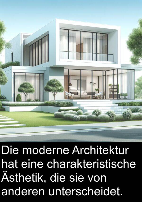 charakteristische: Die moderne Architektur hat eine charakteristische Ästhetik, die sie von anderen unterscheidet.