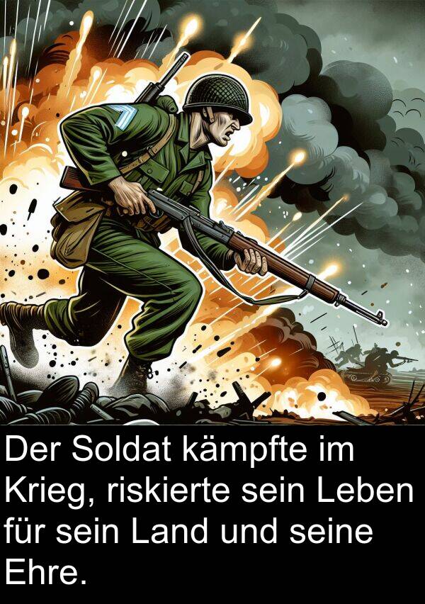 Ehre: Der Soldat kämpfte im Krieg, riskierte sein Leben für sein Land und seine Ehre.