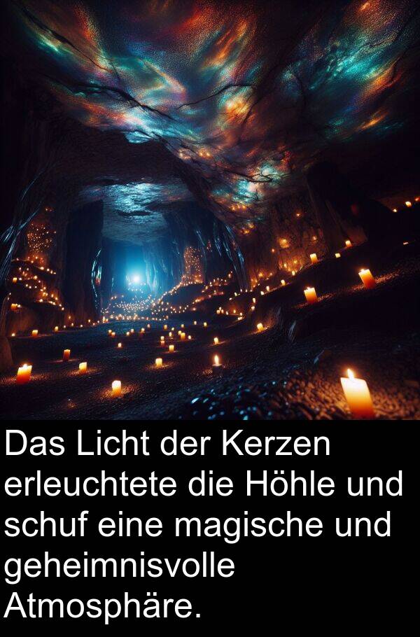 Kerzen: Das Licht der Kerzen erleuchtete die Höhle und schuf eine magische und geheimnisvolle Atmosphäre.