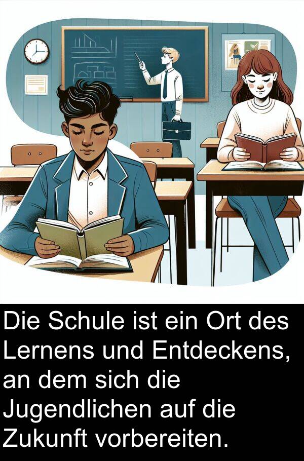 Jugendlichen: Die Schule ist ein Ort des Lernens und Entdeckens, an dem sich die Jugendlichen auf die Zukunft vorbereiten.