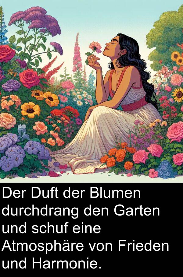 Garten: Der Duft der Blumen durchdrang den Garten und schuf eine Atmosphäre von Frieden und Harmonie.