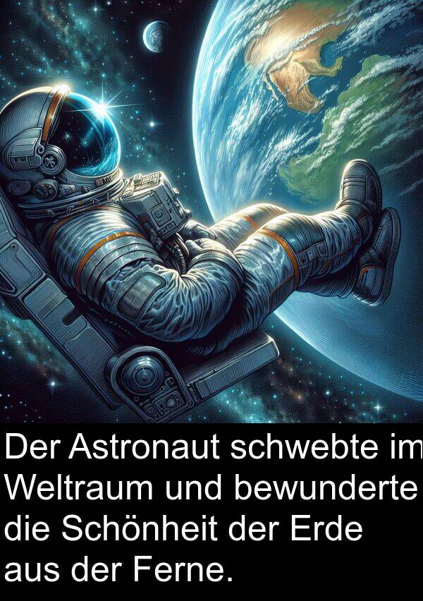 Erde: Der Astronaut schwebte im Weltraum und bewunderte die Schönheit der Erde aus der Ferne.