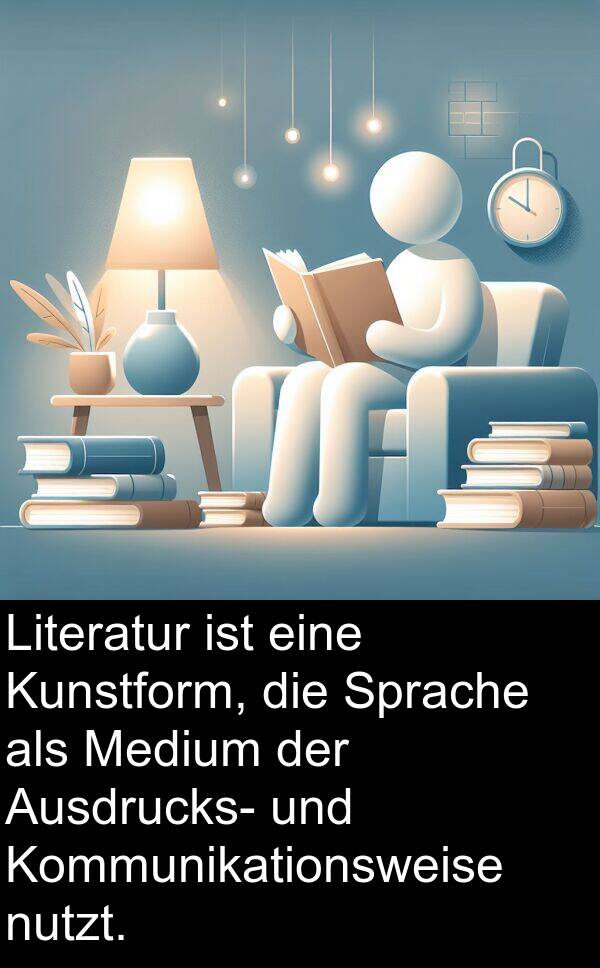 Medium: Literatur ist eine Kunstform, die Sprache als Medium der Ausdrucks- und Kommunikationsweise nutzt.