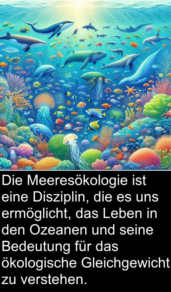 Ozeanen: Die Meeresökologie ist eine Disziplin, die es uns ermöglicht, das Leben in den Ozeanen und seine Bedeutung für das ökologische Gleichgewicht zu verstehen.