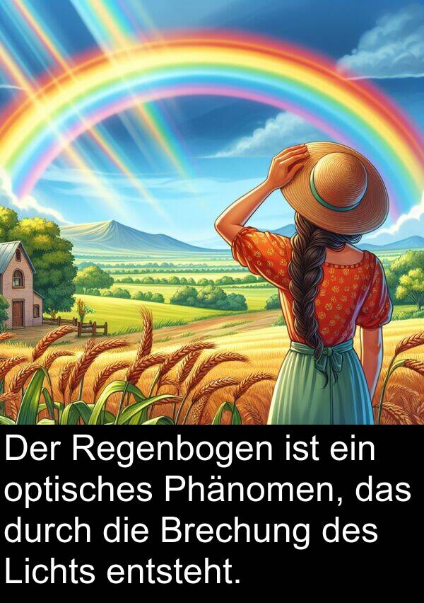 entsteht: Der Regenbogen ist ein optisches Phänomen, das durch die Brechung des Lichts entsteht.