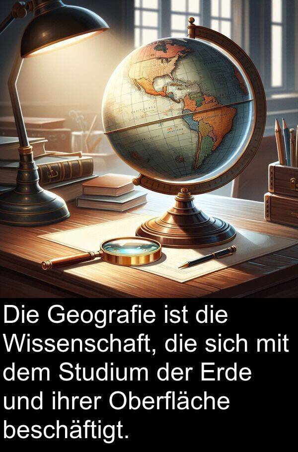 Oberfläche: Die Geografie ist die Wissenschaft, die sich mit dem Studium der Erde und ihrer Oberfläche beschäftigt.