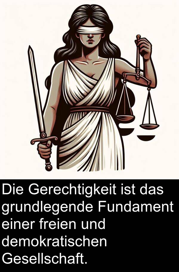 Gerechtigkeit: Die Gerechtigkeit ist das grundlegende Fundament einer freien und demokratischen Gesellschaft.