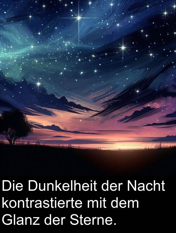 Nacht: Die Dunkelheit der Nacht kontrastierte mit dem Glanz der Sterne.