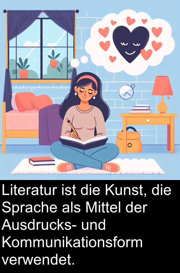 Kommunikationsform: Literatur ist die Kunst, die Sprache als Mittel der Ausdrucks- und Kommunikationsform verwendet.