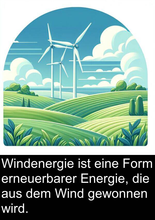 Form: Windenergie ist eine Form erneuerbarer Energie, die aus dem Wind gewonnen wird.