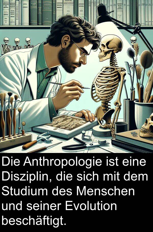 Disziplin: Die Anthropologie ist eine Disziplin, die sich mit dem Studium des Menschen und seiner Evolution beschäftigt.