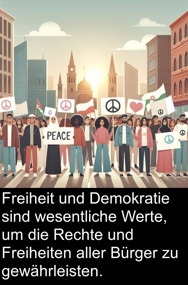 Rechte: Freiheit und Demokratie sind wesentliche Werte, um die Rechte und Freiheiten aller Bürger zu gewährleisten.